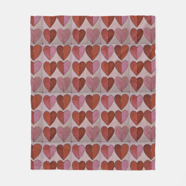 Vintage Heart Mönster Fleecefilt (Framsidan)