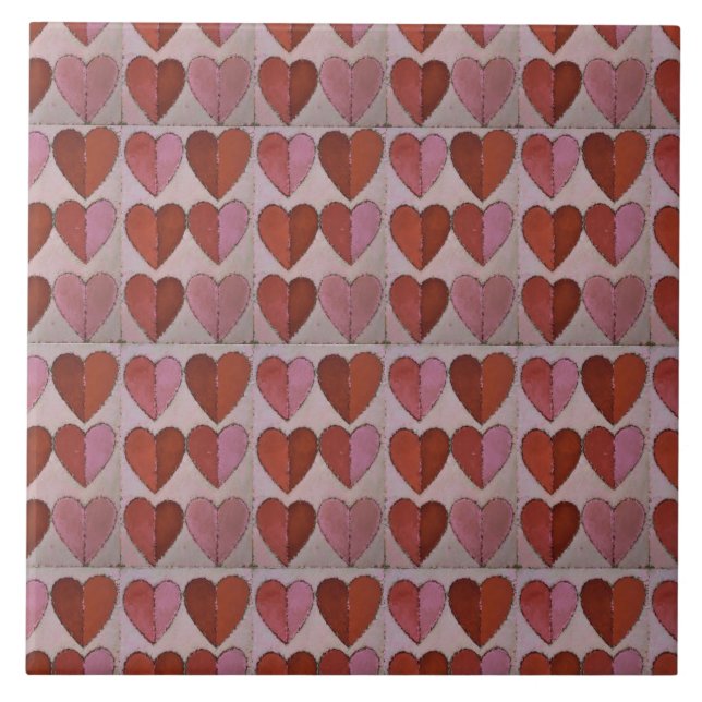 Vintage Heart Mönster Kakelplatta (Framsidan)