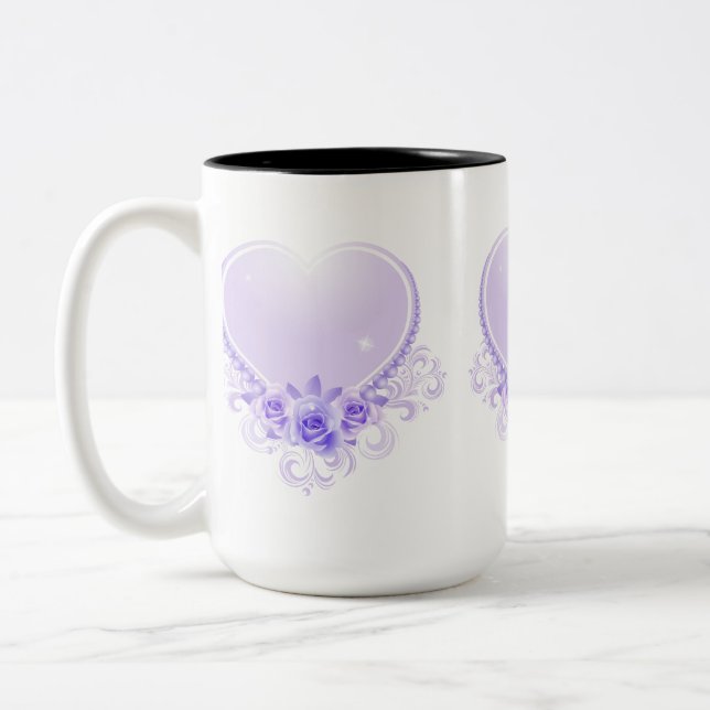 Vintage Heart och Ro Lavender Två-Tonad Mugg (Vänster)