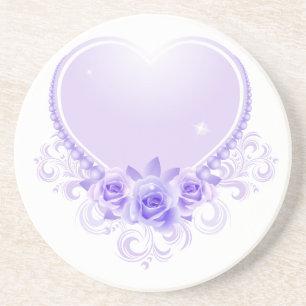 Vintage Heart och Ro Lavender Underlägg Sandsten
