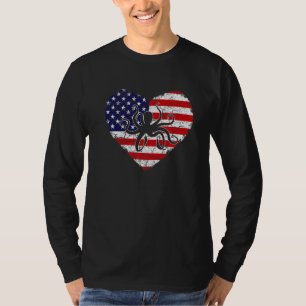 Vintage Heart Octopus Animal Retro US American Fla T Shirt