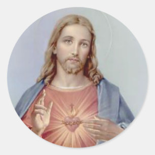 Vintage Heart of Jesus Thorns Blating Flames Runt Klistermärke