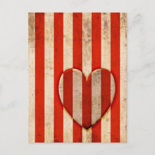 Vintage Heart Red Rand Vykort