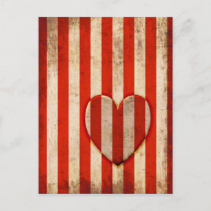 Vintage Heart Red Rand Vykort