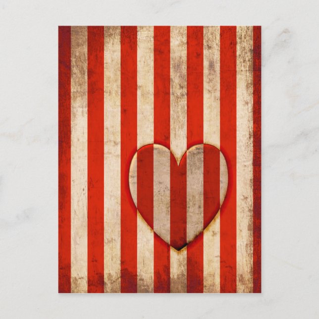 Vintage Heart Red Rand Vykort (Framsida)
