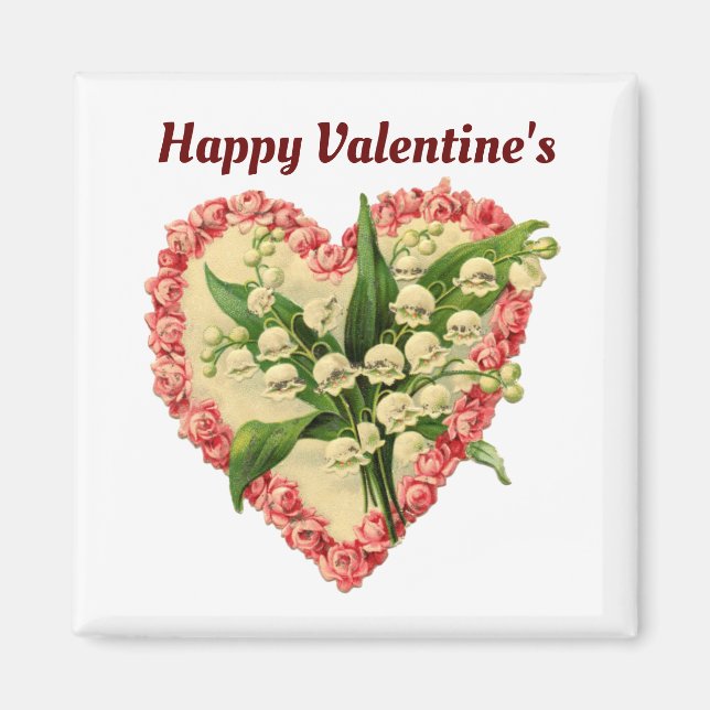 Vintage Heart Square Magnet (Framsidan)