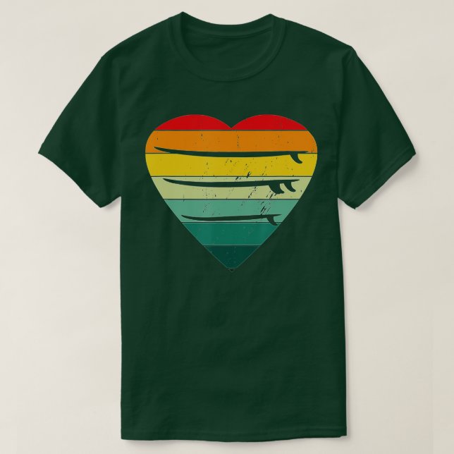 Vintage Heart Surfboards Surfer Wave Rider  T Shirt (Design framsida)