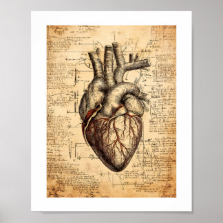 Vintage Heart-utskrift, värde Poster Pappert (proj