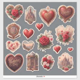 Vintage Heart Valentine-klistermärke ark Klistermärken