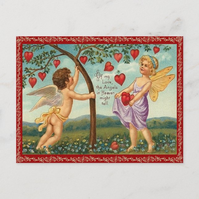 Vintage Heart Valentine vycard Helg Vykort (Framsida)