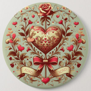 Vintage Heart Valentines dag xoxo Knapp