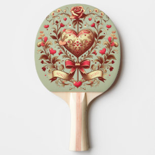 Vintage Heart Valentines dag xoxo Pingisracket