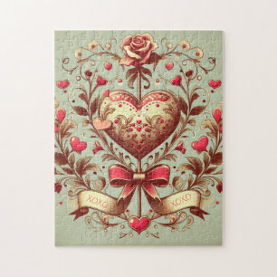 Vintage Heart Valentines dag xoxo Pussel