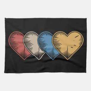 Vintage Hearts Cool Retro Alla Hjärtans Dag Presen Kökshandduk