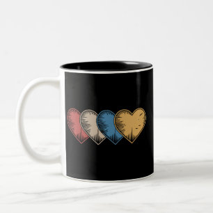 Vintage Hearts Cool Retro Alla Hjärtans Dag Presen Två-Tonad Mugg