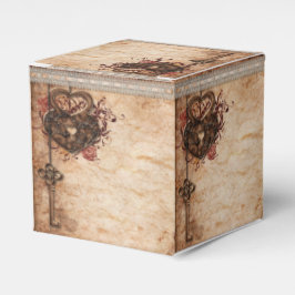 Vintage Hearts Lock och Nyckel Bröllop Tack Presentaskar