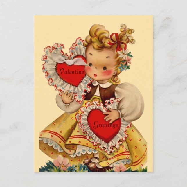 Vintage Hearts, raring Helg Vykort (Framsida)