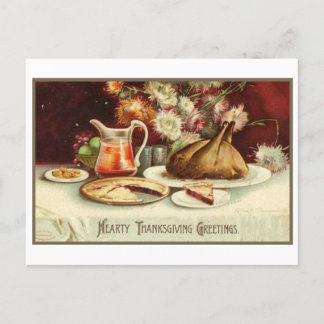 Vintage Hearty Thanksgiving Hälsning Helgdag Post Helg Vykort