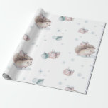 VINTAGE HEDGEHOG CHRISTMAS GIFT WRAPPING PRESENTPAPPER<br><div class="desc">ADORABLE HEDGEHOG CHRISTMAS MÖNSTER</div>
