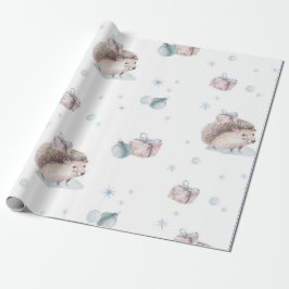VINTAGE HEDGEHOG CHRISTMAS GIFT WRAPPING PRESENTPAPPER