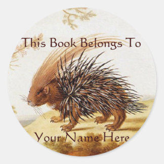 Vintage Hedgehog Sticker Runt Klistermärke