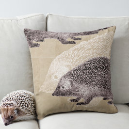 Vintage Hedgehogs Collage Kudde