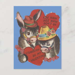 Vintage Hee Haw Donkey Valentine Helg Vykort
