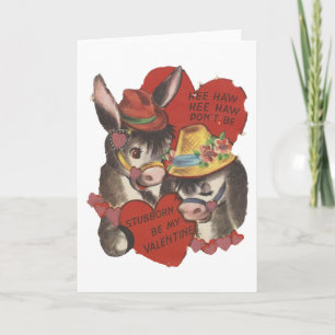 Vintage Hee Haw Donkey Valentine Helgkort