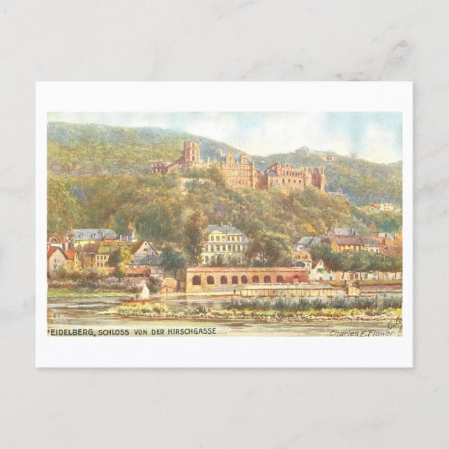 Vintage Heidelberg slott Vykort (Framsida)
