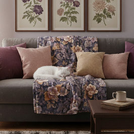 Vintage Heirloom Petals lila blommig Fleecefilt