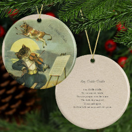 Vintage Hej Diddle Diddle Nursery Rhyme-jul Julgransprydnad Keramik