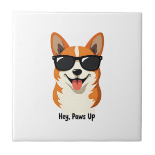 Vintage Hej, Paws Up Corgi med solglasögon Söt Do Kakelplatta