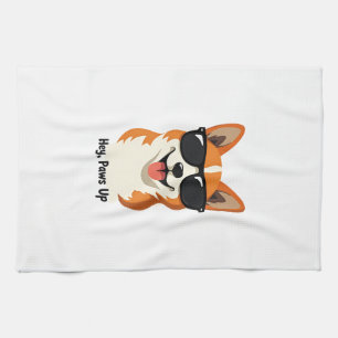 Vintage Hej, Paws Up Corgi med solglasögon Söt Do Kökshandduk