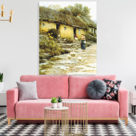 Vintage Helen Allingham Irish Cottage Canvastryck