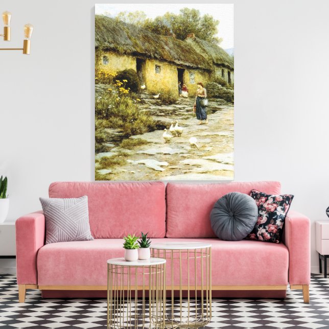 Vintage Helen Allingham Irish Cottage Canvastryck (Insitu (Vardagsrum))