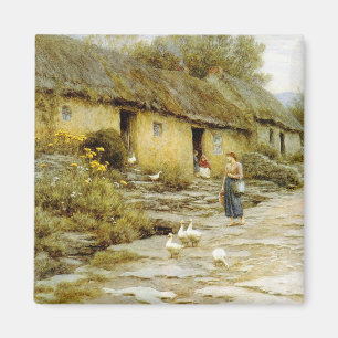 Vintage Helen Allingham Irish Cottage Magnet
