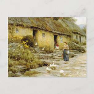 Vintage Helen Allingham Irish Cottage Vykort