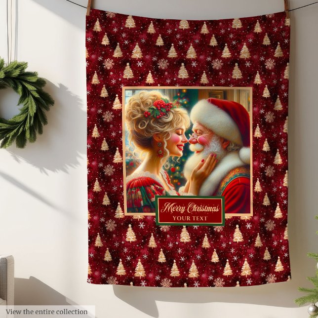 Vintage Helgdag Blanket Mr & Claus Mysigt Gift Fleecefilt (Vintage Holiday Blanket Mr & Mrs Claus Cozy Gift Idea)