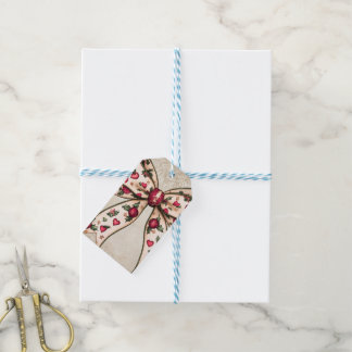 Vintage Helgdag Bow med Berries Presentetikett