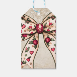 Vintage Helgdag Bow med Berries Presentetikett