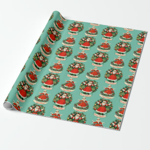 Vintage Helgdag Cheer in Teal Presentpapper