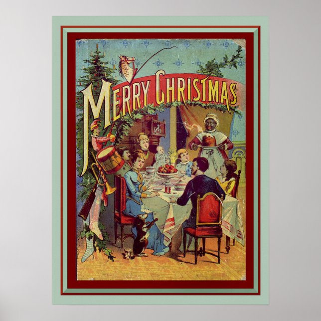 Vintage Helgdag Dinner Retro God jul Poster (Framsidan)