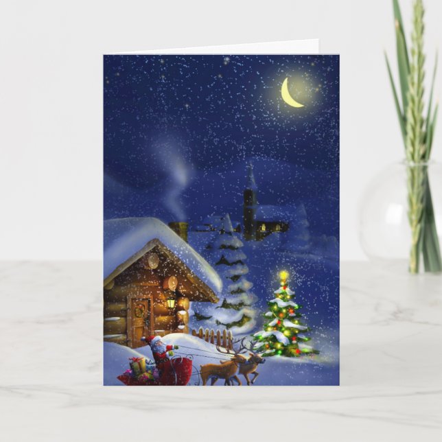 Vintage Helgdag God jul Helgkort (Framsida)