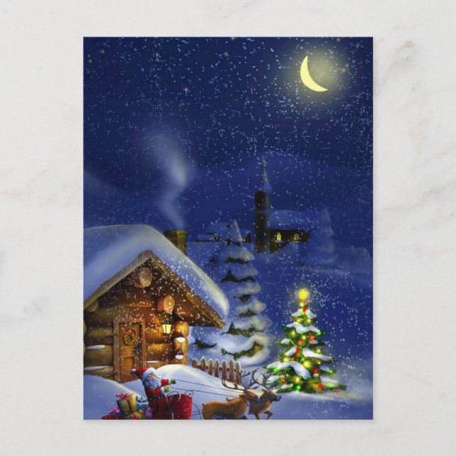 Vintage Helgdag God jul Vykort (Framsida)