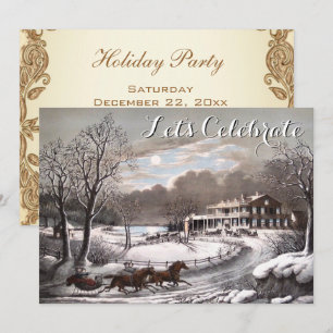 Vintage Helgdag Ives jul Party Inbjudningar