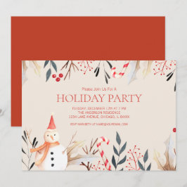 Vintage Helgdag Julfest jul i Snögubbe Inbjudningar