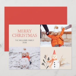 Vintage Helgdag julfotoport för Snögubbe Julkort