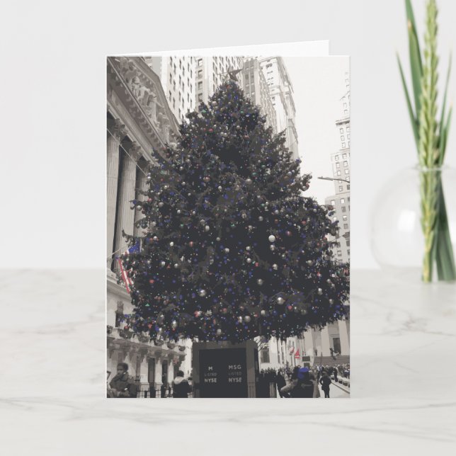 Vintage Helgdag Julgran Kort (Framsida)