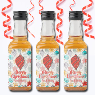 Vintage Helgdag Julgran Ornaments Mini Spritflaskor Etikett