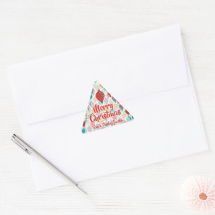 Vintage Helgdag Julgran Ornaments Triangelformat Klistermärke